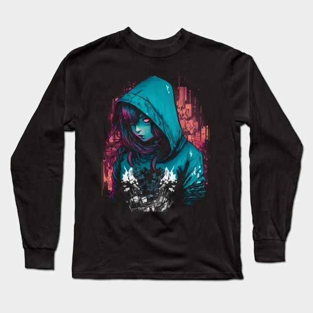 Cyberpunk hoodie Long Sleeve T-Shirt by nickedenholm